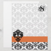 Vintage Rose Damask Monogramm Letterhead (Vorne/Hinten)