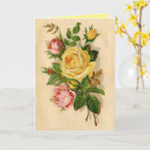 Vintage Rose Dankeschön-Grußkarte Karte (Gelbe Blume)