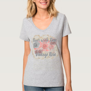 Vintage Rose Design T Shirt für Frauen