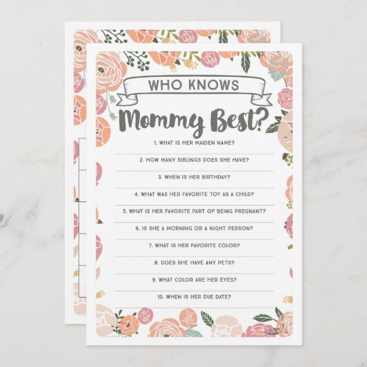 Vintage Rose Doppelseitiges Baby Duschspiel Einladung (Vorne/Hinten)