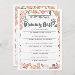 Vintage Rose Doppelseitiges Baby Duschspiel Einladung