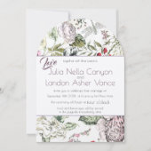 Vintage Rose Dragonfly Rot Lila Hochzeit Einladung (Vorderseite)