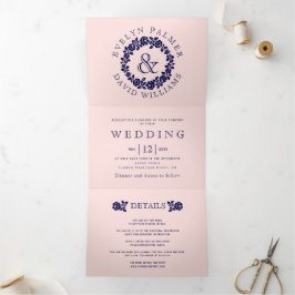 Vintage Rose Dreifach Gefaltete Einladung