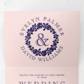 Vintage Rose Dreifach Gefaltete Einladung (Innen Erste Seite)