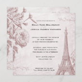 Vintage Rose Eiffelturm Hochzeit Einladung (Vorne/Hinten)