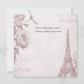 Vintage Rose Eiffelturm Hochzeit Einladung (Rückseite)