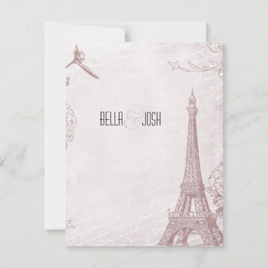 Vintage Rose Eiffelturm Save the Date (Rückseite)