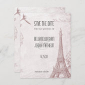 Vintage Rose Eiffelturm Save the Date (Vorne/Hinten)