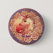 Vintage Rose Einhorn-Button Button (Vorderseite)