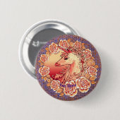 Vintage Rose Einhorn-Button Button (Vorne & Hinten)