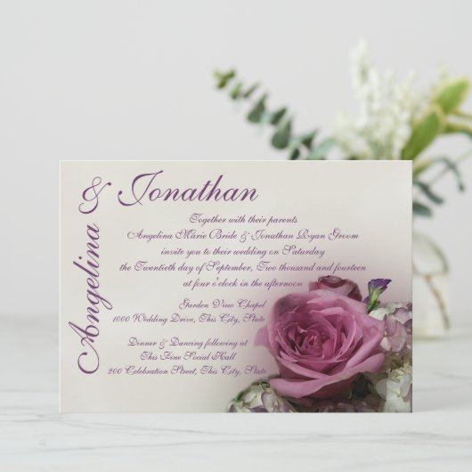 Vintage Rose Einladung (Stehend Vorderseite)