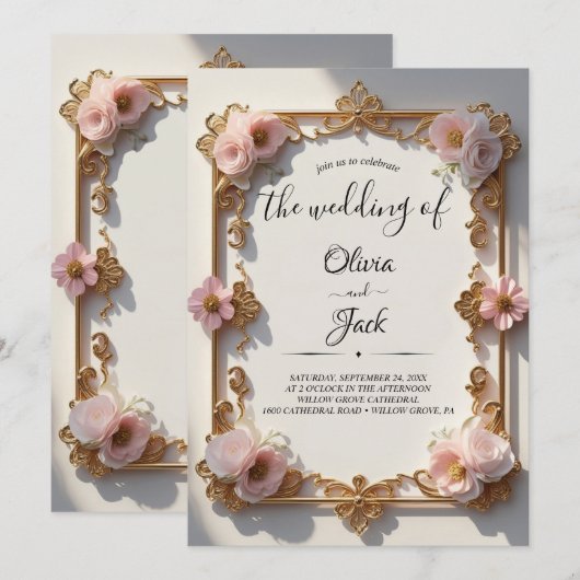 Vintage Rose Einladung (Vorne/Hinten)