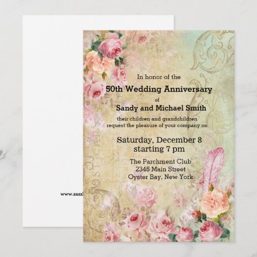 Vintage Rose Einladung (Vorne/Hinten)