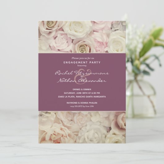 Vintage Rose Einladung (Stehend Vorderseite)