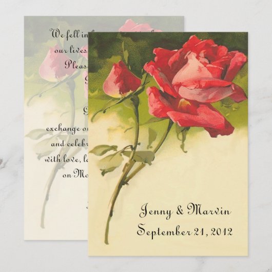 Vintage Rose Einladung (Vorne/Hinten)