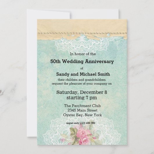 Vintage Rose Einladung (Vorderseite)