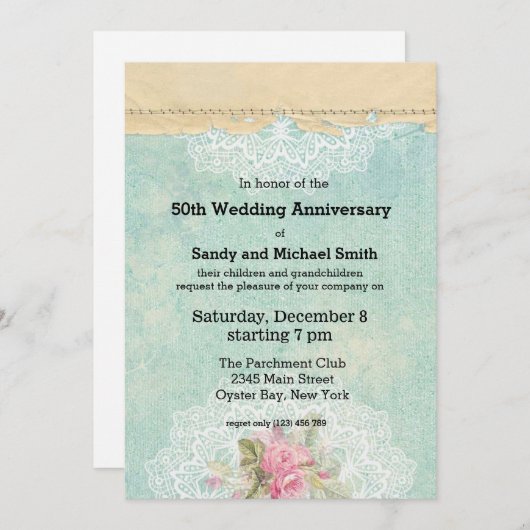 Vintage Rose Einladung (Vorne/Hinten)