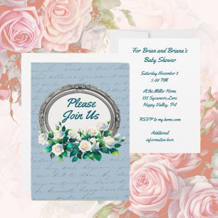 Vintage Rose Einladung in antike Schrift