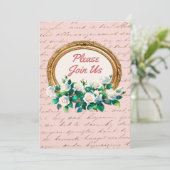 Vintage Rose Einladung in antike Schrift (Stehend Vorderseite)
