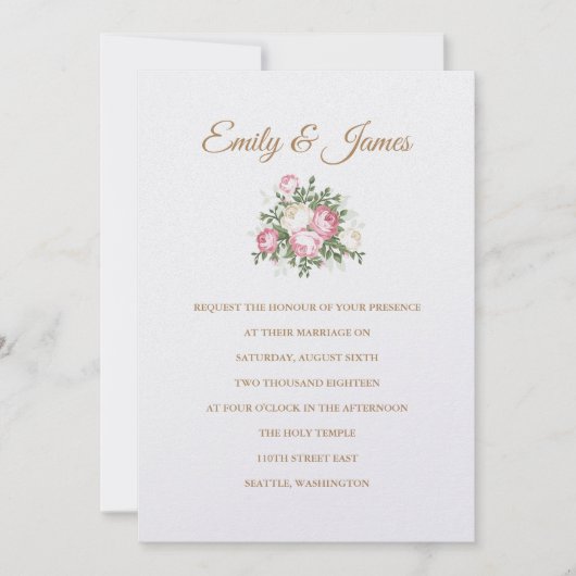 Vintage Rose Einladung zur Hochzeit (Vorderseite)