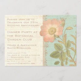 Vintage Rose Elegant 25-jähriges Abendessen Einladung