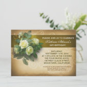 Vintage Rose elegante Einladungen zum Geburtstag (Stehend Vorderseite)