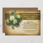 Vintage Rose elegante Einladungen zum Geburtstag (Vorne/Hinten)