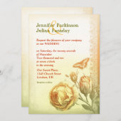 Vintage Rose Elegante Hochzeitseinladung Einladung (Vorne/Hinten)