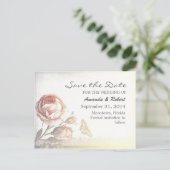 Vintage Rose elegante Save the Date Postkarten (Stehend Vorderseite)