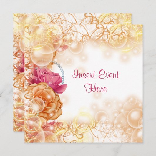 Vintage Rose eleganter Blumenwirt Einladung (Vorne/Hinten)