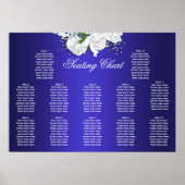 Vintage Rose Elegantes Blue Wedding Seating Chart Poster (Vorne)