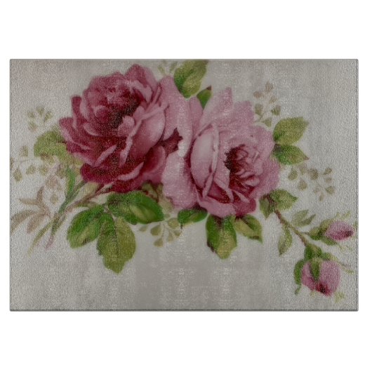 Vintage Rose Eleganz Schneidebrett (Vorderseite)