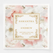 Vintage Rose Elfenbein Hochzeitspapiere Servietten (Vorderseite)