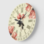 Vintage Rose Ephemera Große Uhr (Winkel)
