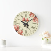 Vintage Rose Ephemera Große Uhr (Zuhause)