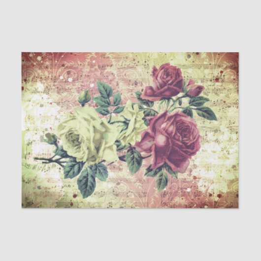 Vintage Rose Ephemere Dekoupage Tissue Paper Seidenpapier (Vorderseite)