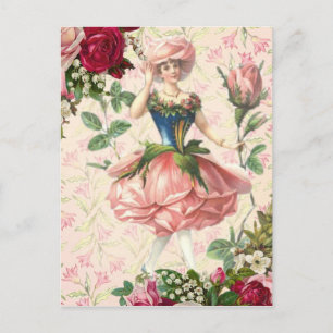 Vintage Rose Fairy Fantasy Postkarte