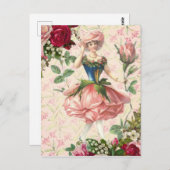 Vintage Rose Fairy Fantasy Postkarte (Vorne/Hinten)