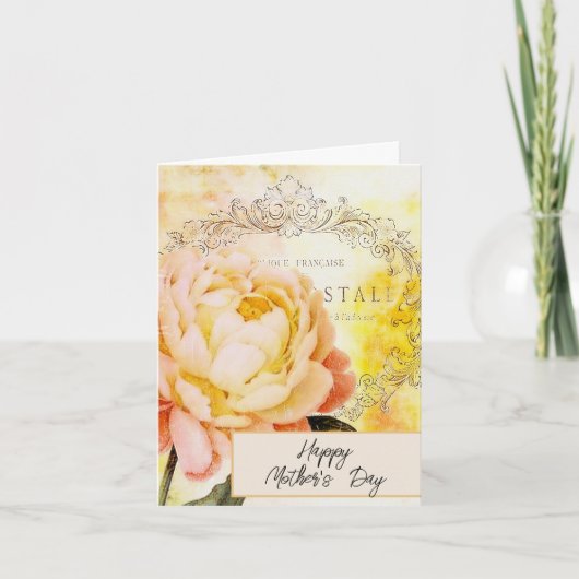 Vintage Rose Feiertagskarte (Vorderseite)