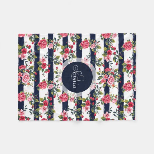 Vintage Rose Fleecedecke (Vorderseite (Horizontal))