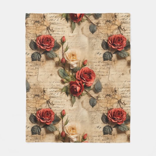 Vintage Rose Fleecedecke (Vorderseite)