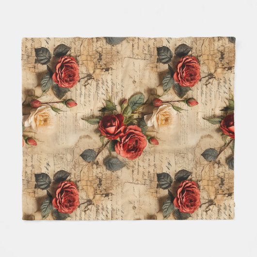 Vintage Rose Fleecedecke (Vorderseite (Horizontal))