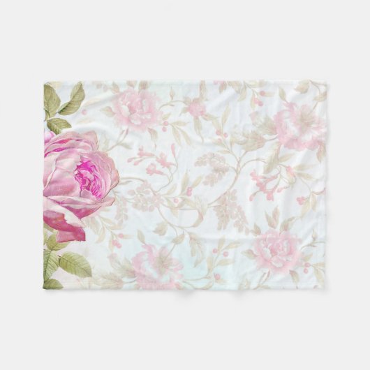 Vintage Rose Fleecedecke (Vorderseite (Horizontal))