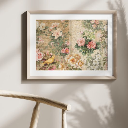 Vintage Rose Floral Ephemera Seidenpapier