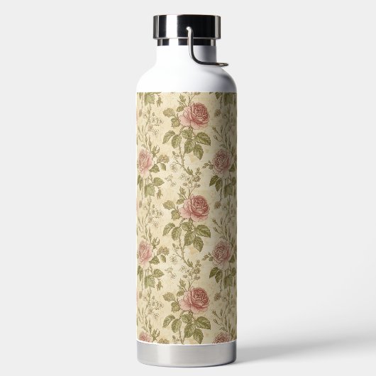 Vintage Rose Floral Pattern Trinkflasche (links)