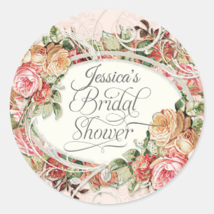 Vintage Rose Florenz Elegantes Brautparty Rosa Runder Aufkleber