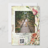 Vintage Rose Foto QR Code Hochzeit Einladung (Rückseite)