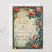Vintage Rose Frame Botanical Wedding Einladung (Vorderseite)