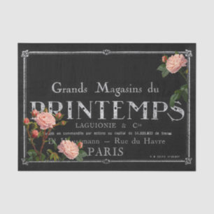Vintage Rose Französisch Typografie Black Decoupag Seidenpapier