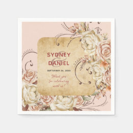 Vintage Rose für Herbst Hochzeitspapier Napkin Serviette